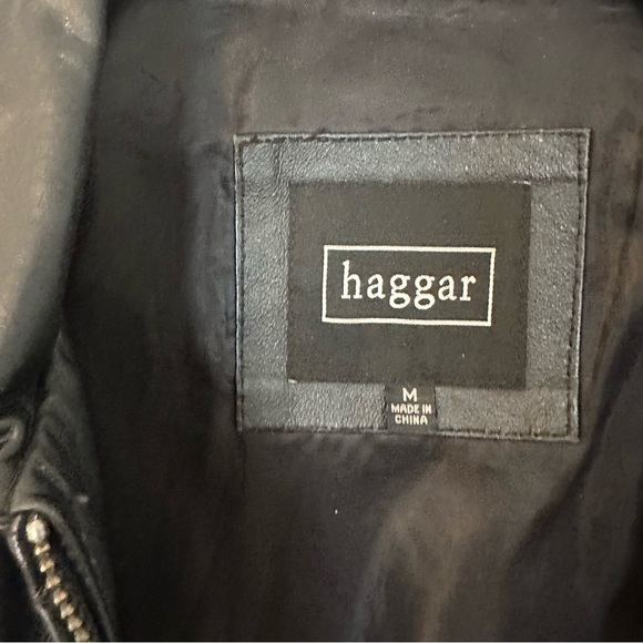 Haggar Leather Jacket Zip Up Black Fully Lined Pockets Y2K Size M - Picture 4 of 10